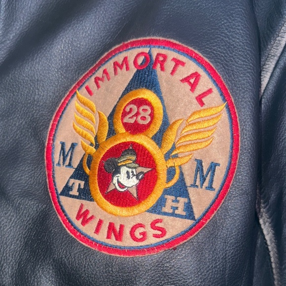 Disney Black Leather Jacket Spirit Of Freedom Vintage Patch OOAK RARE - Picture 11 of 13